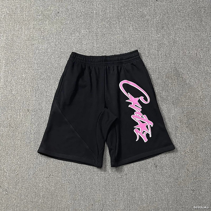 Corteiz graffiti-style black shorts