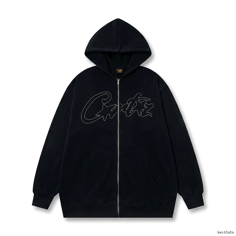 Corteiz minimalist style black hoodie