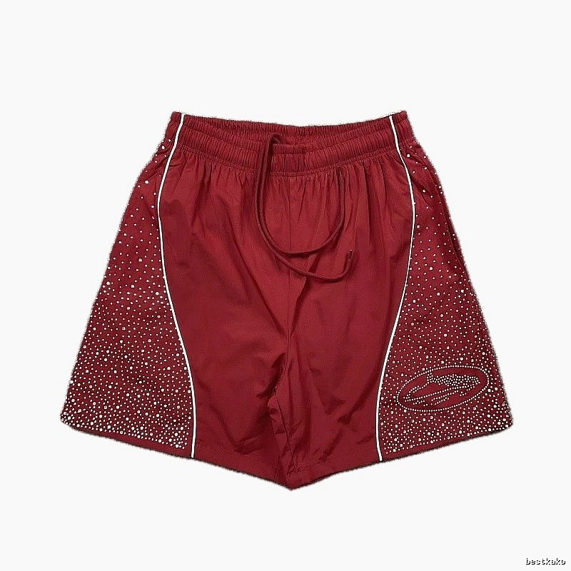 Corteiz Starry Street Style Burgundy Shorts