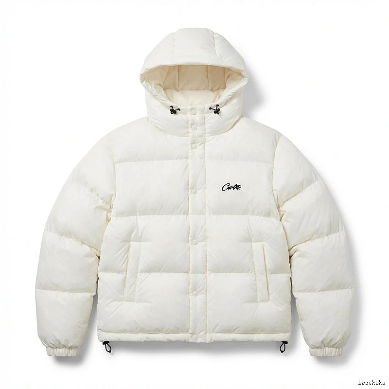 Corteiz trendy brand simple style white cotton-padded coat