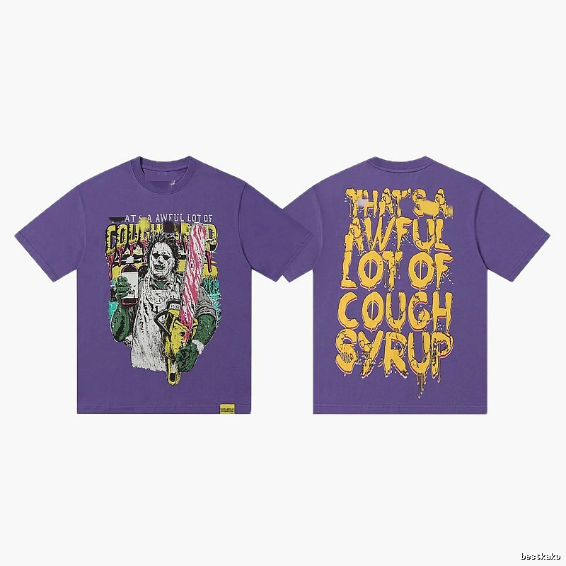COUGH SYRUP American Street Style Purple Printed Short Sleeve T-Shirt