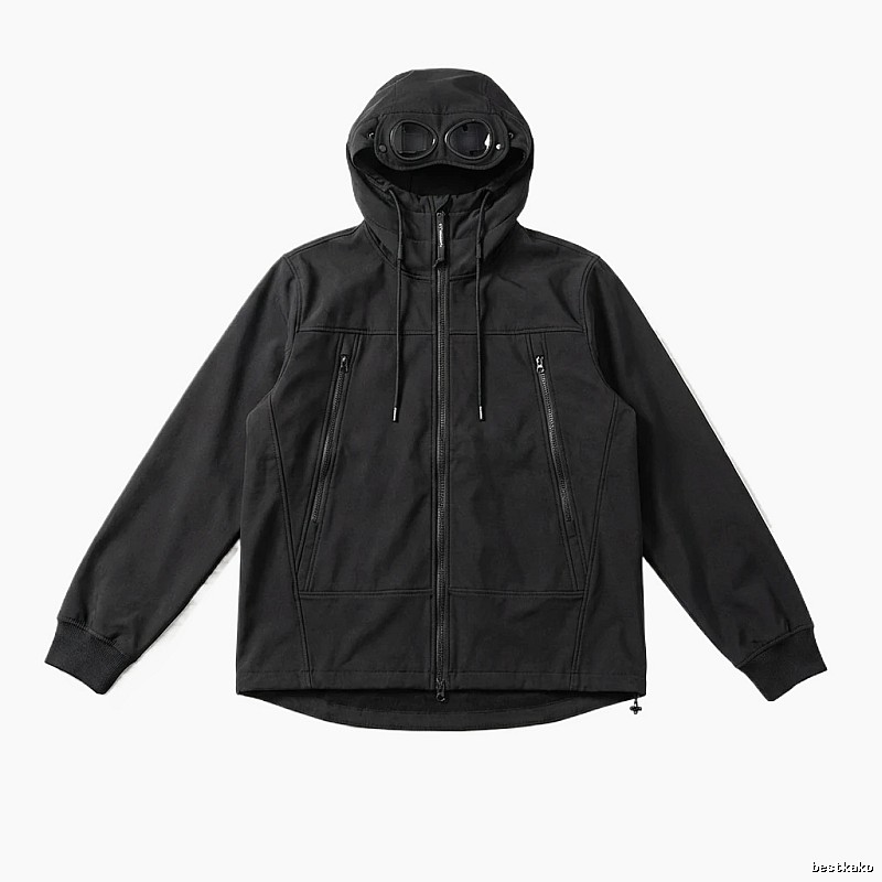 C.P. hooded simple style black coat