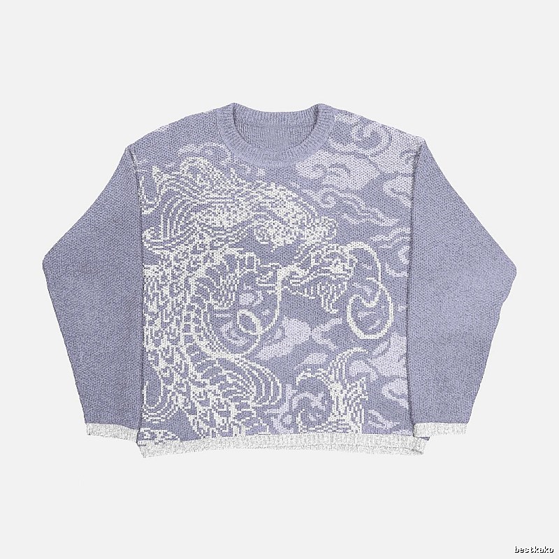 Daily Anime graphic sweater Black Knit Top with Visual Detail