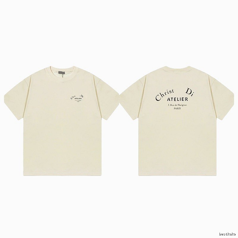 Dior Atelier Minimalist Style Beige Short-sleeve T-shirt