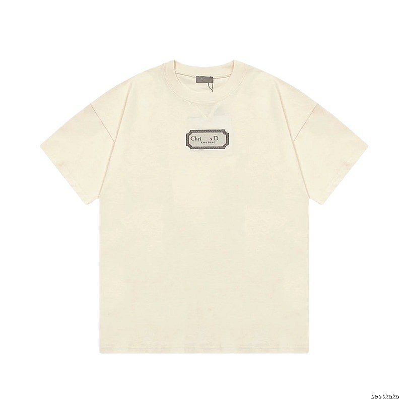 Dior Couture Minimalist Style Off-White Short-sleeve T-shirt