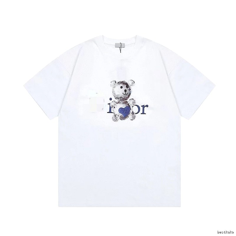 Dior Crystal Bear Trendy Style White T-Shirt