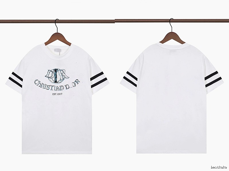 Dior Embroidered Collection Vintage Style White Short-sleeve T-shirt