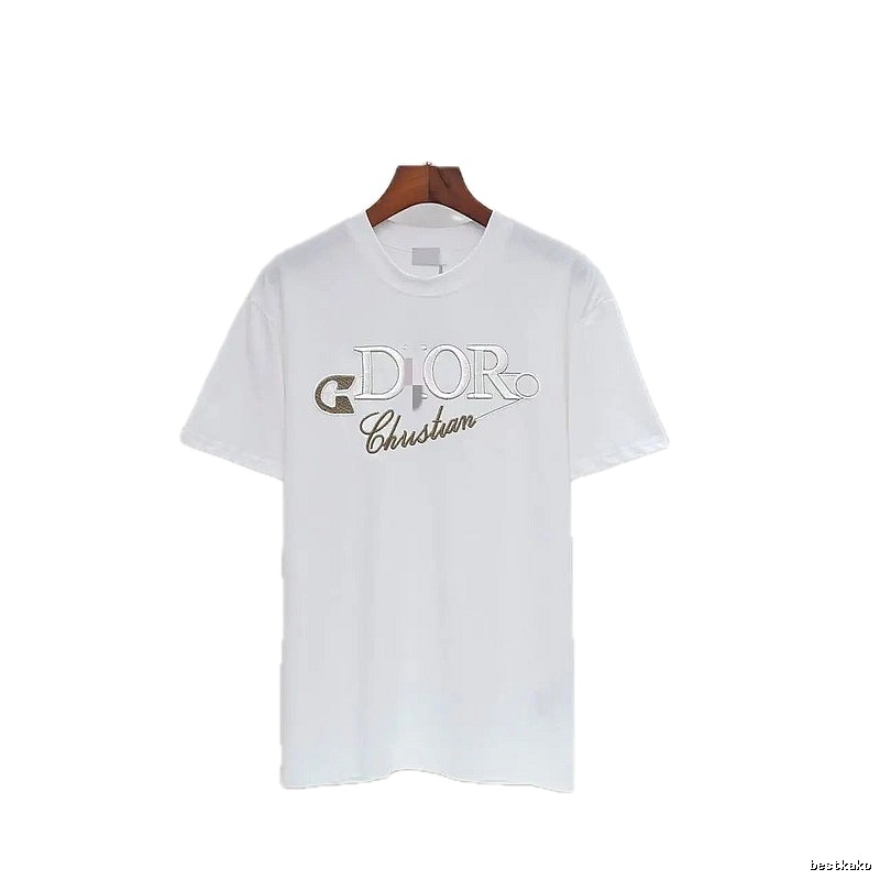 Dior Embroidered Light Luxury Style White Short-sleeve T-shirt