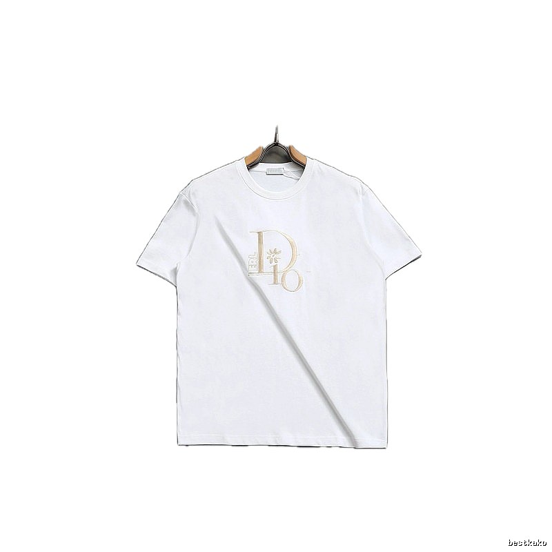 Dior Embroidered Light Luxury Style White T-Shirt