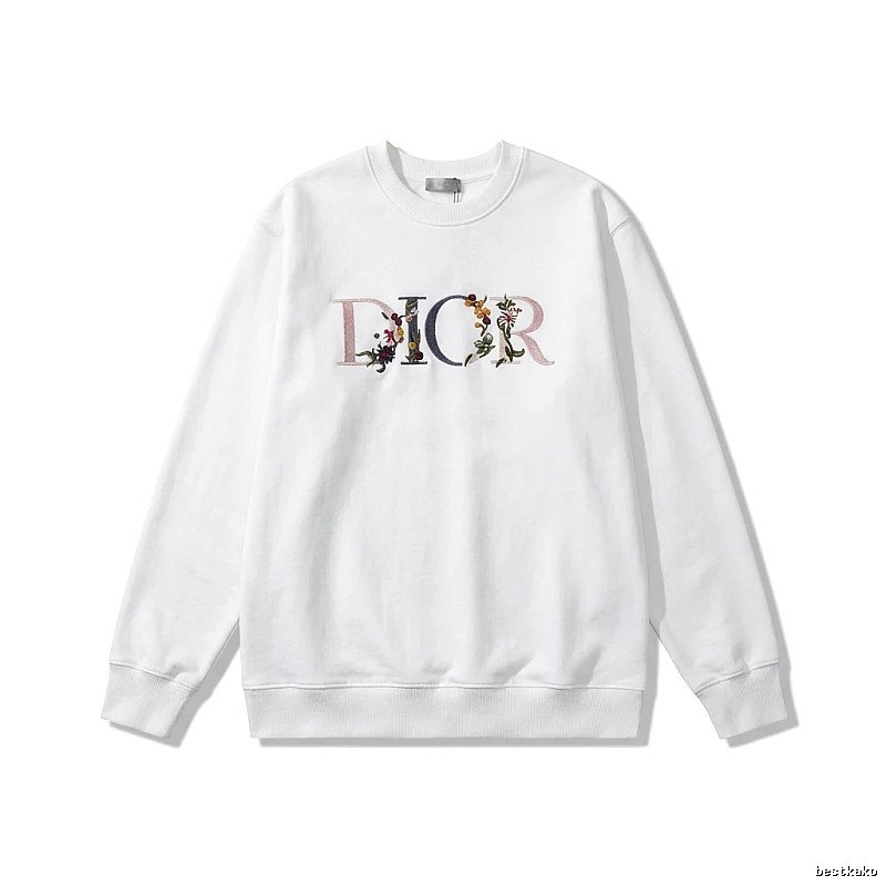 Dior floral embroidery style white sweatshirt