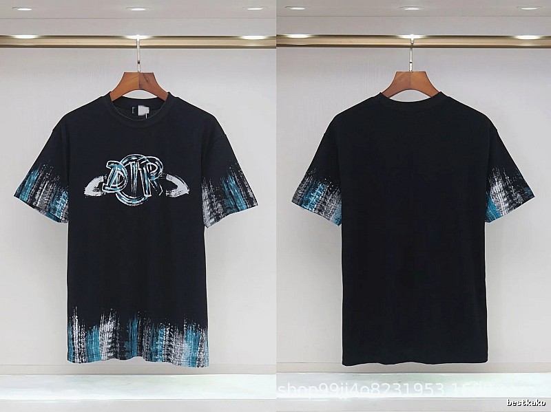 Dior Graffiti Cool Trendy Black Short-sleeve T-shirt