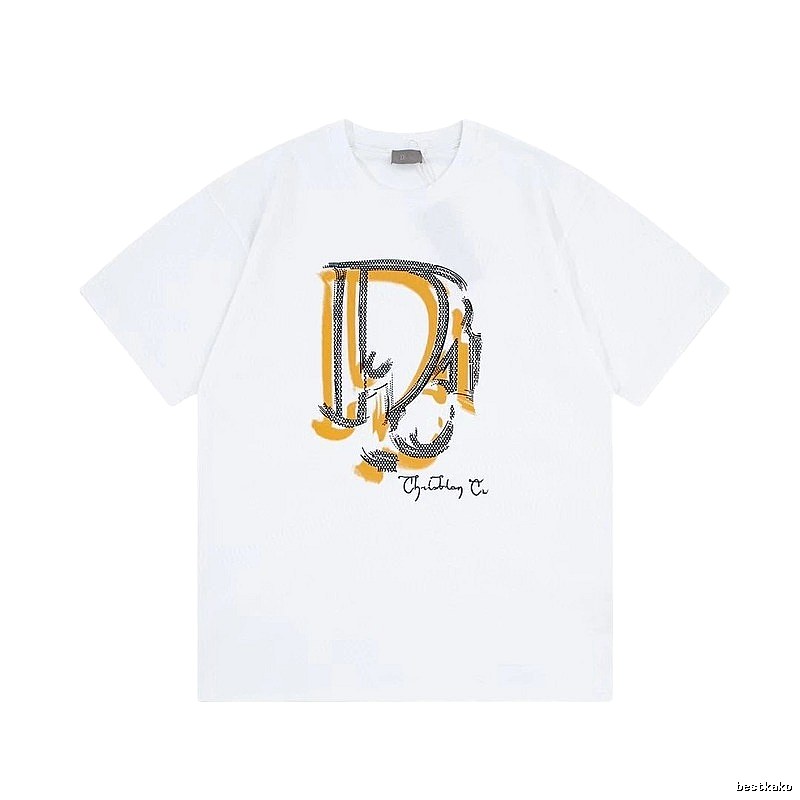 Dior Graffiti Print Casual Style White Short-sleeve T-shirt