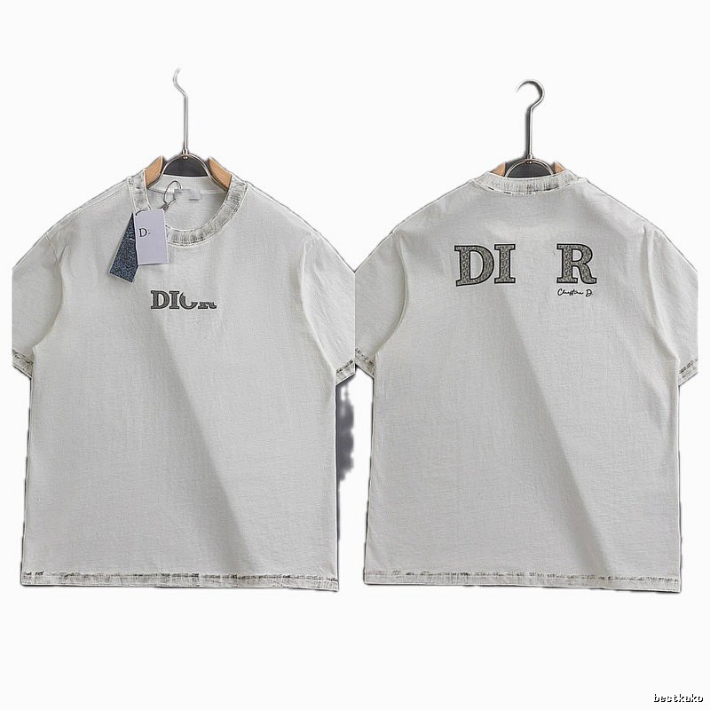Dior Letter Print Vintage White T-shirt