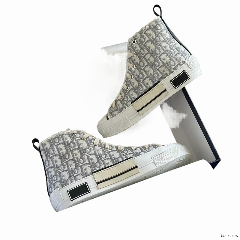 Dior monogram high-top gray shoes
