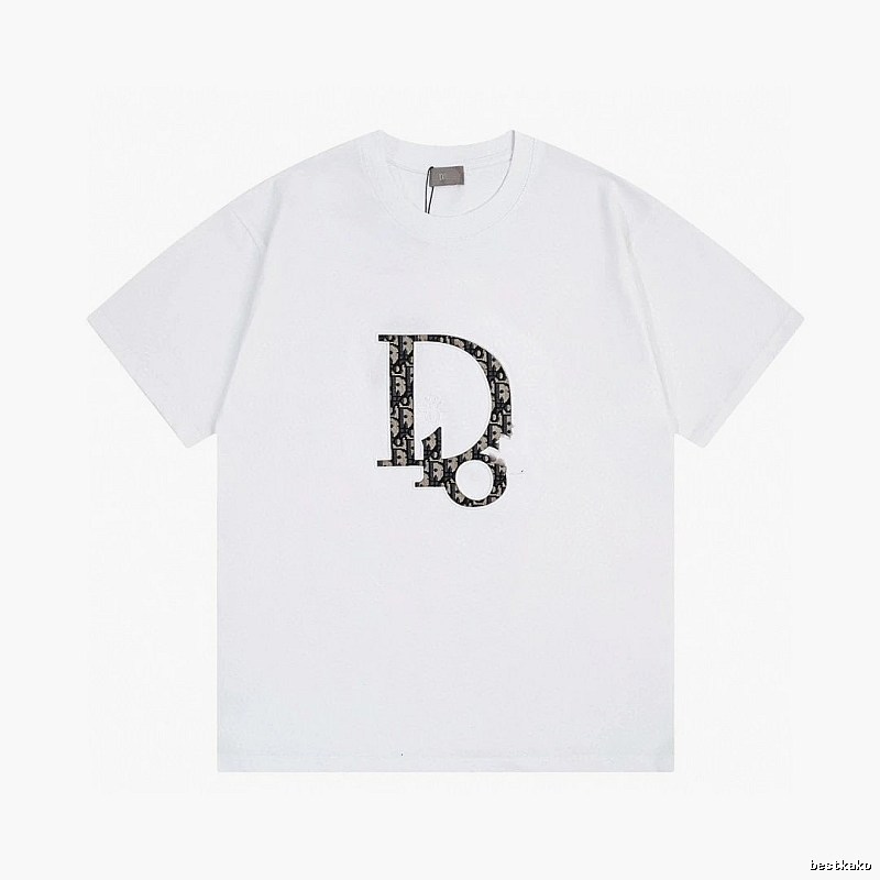 Dior Monogram Light Luxury Style White Short-sleeved T-shirt