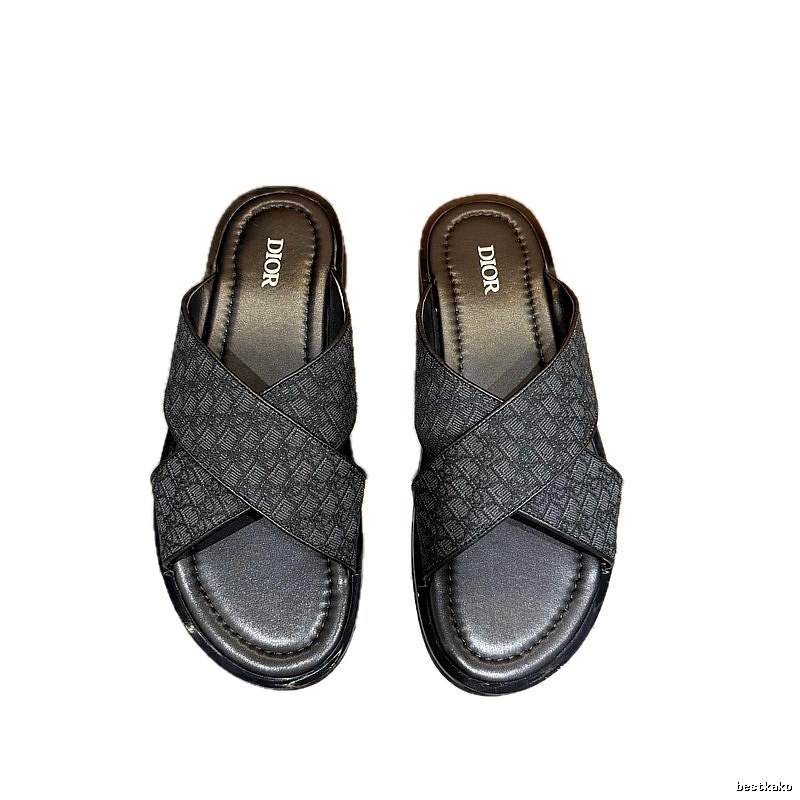Dior Oblique Casual Style Black Slides