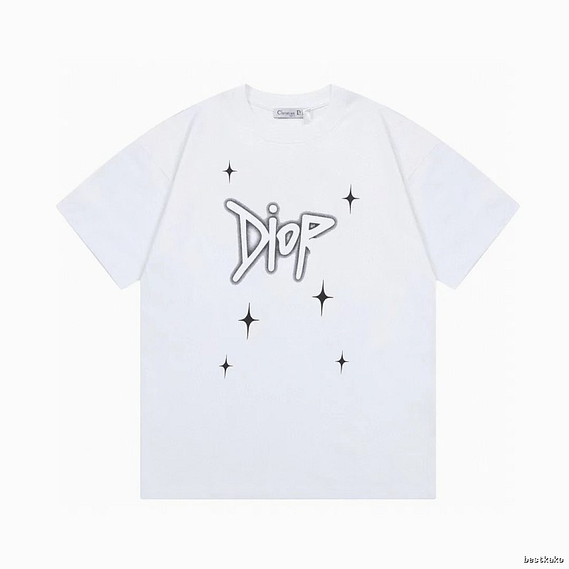 Dior Starburst Graffiti Street Style White Short-sleeve T-shirt