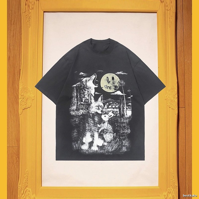 DREW Animal Print Street Style Black T-Shirt