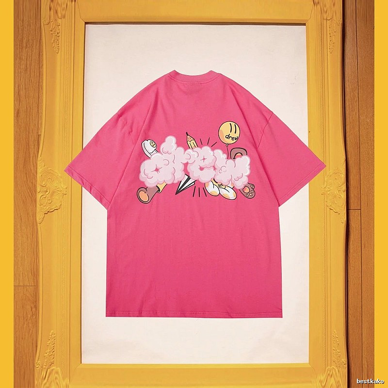 DREW Cloud Print Street Style Pink T-Shirt