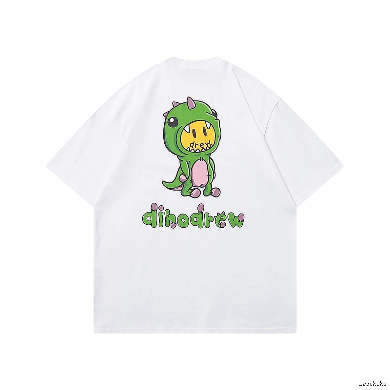 DREW Dinosaur Print Street Style White T-Shirt