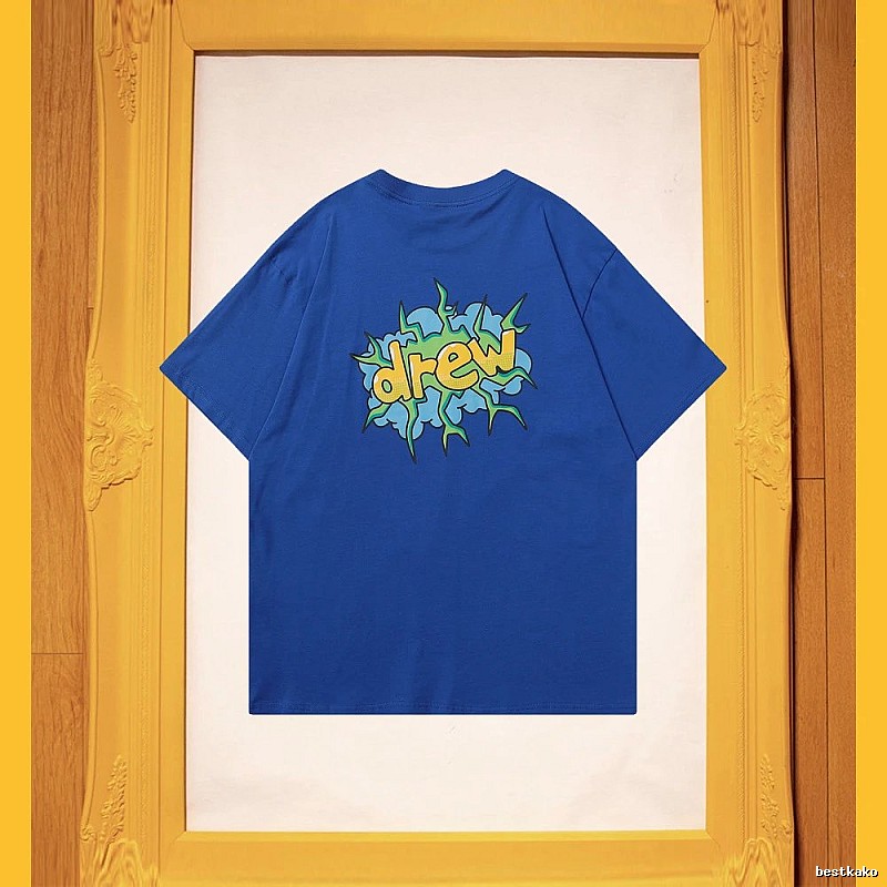 DREW Explosion Print Street Style Blue T-Shirt