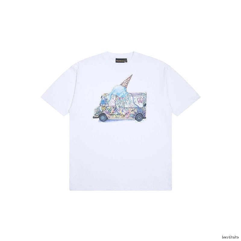 DREW Graffiti Ice Cream Truck Street Style White T-shirt