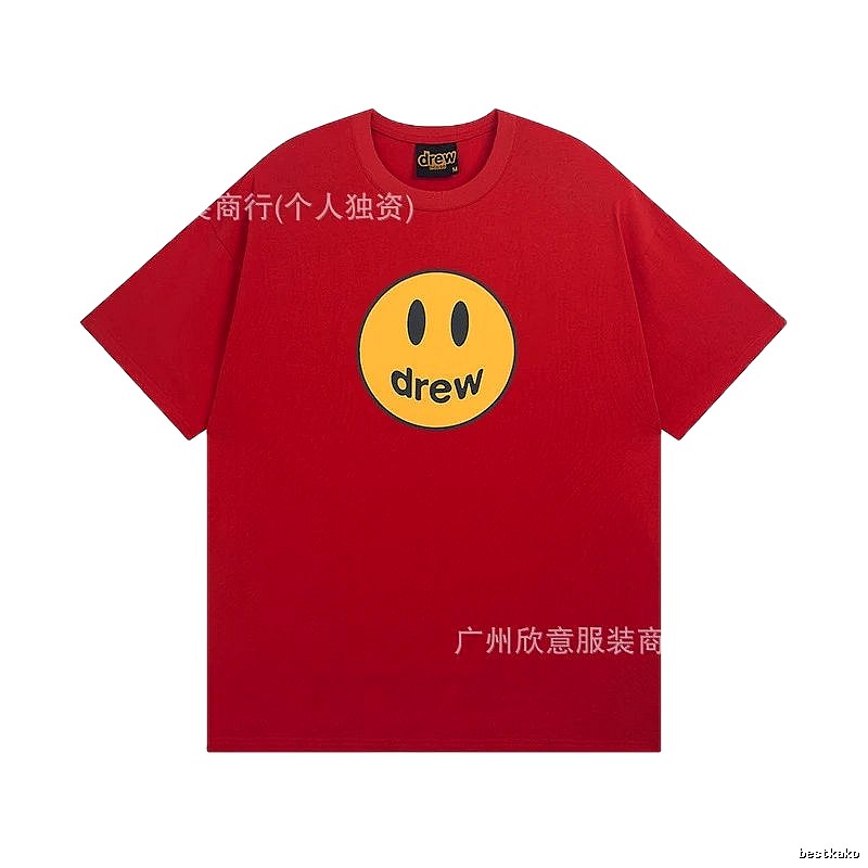 DREW Smiley American Street Style Red Short Sleeve T-Shirt