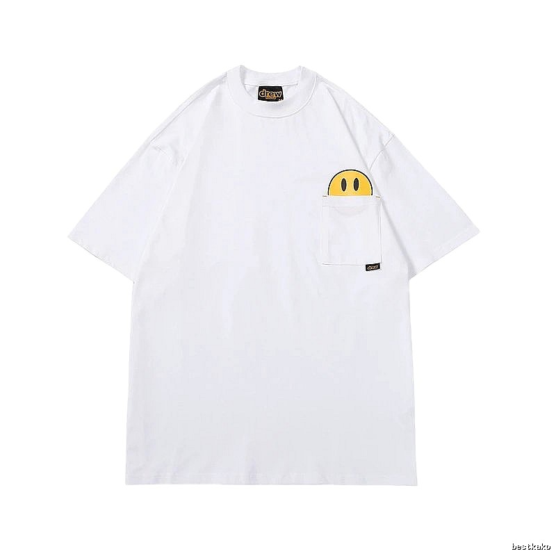 DREW Smiley Face Series Street Style White T-Shirt