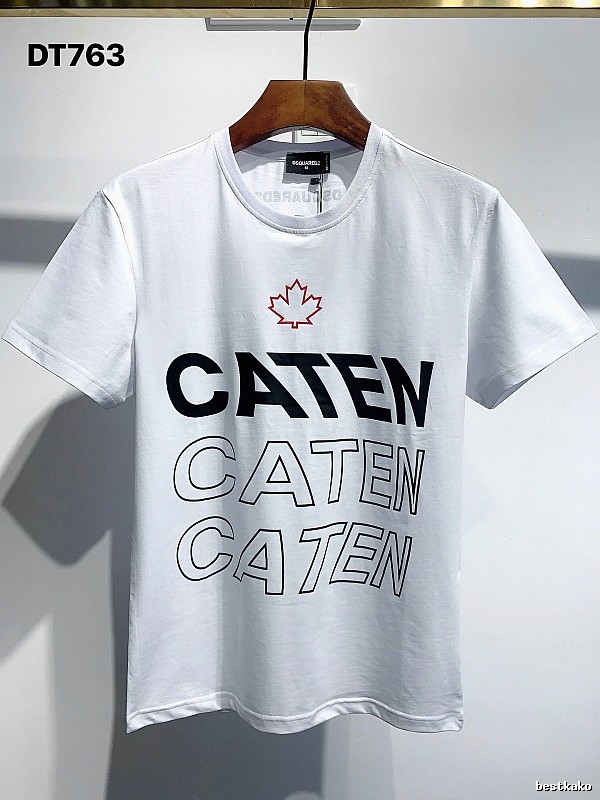 DSQ CATEN Letter Print Trendy Brand White Short Sleeve T-Shirt