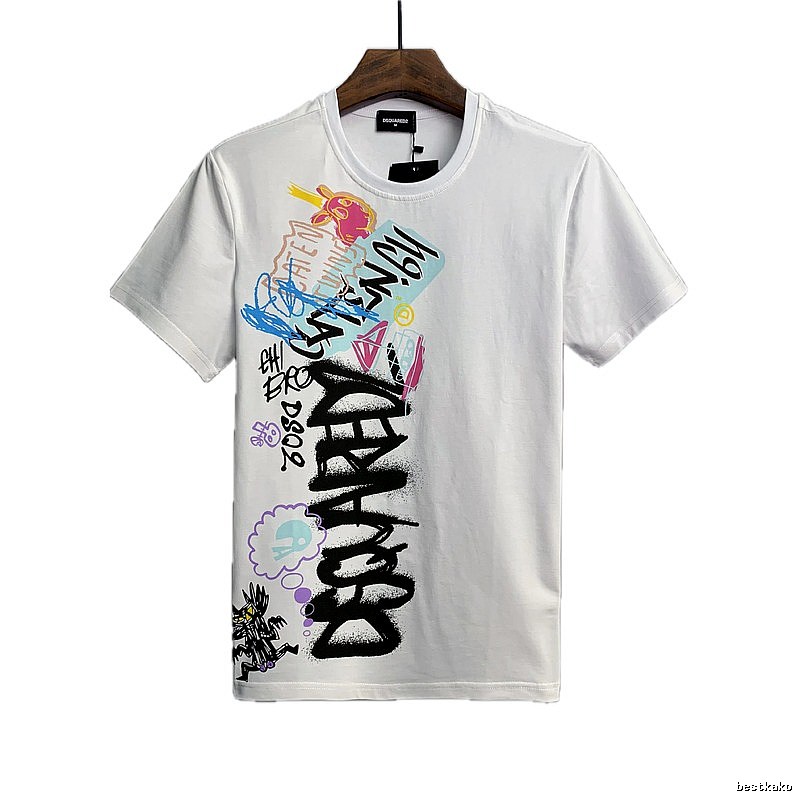 DSQ Graffiti Street Style White Short-sleeve T-shirt