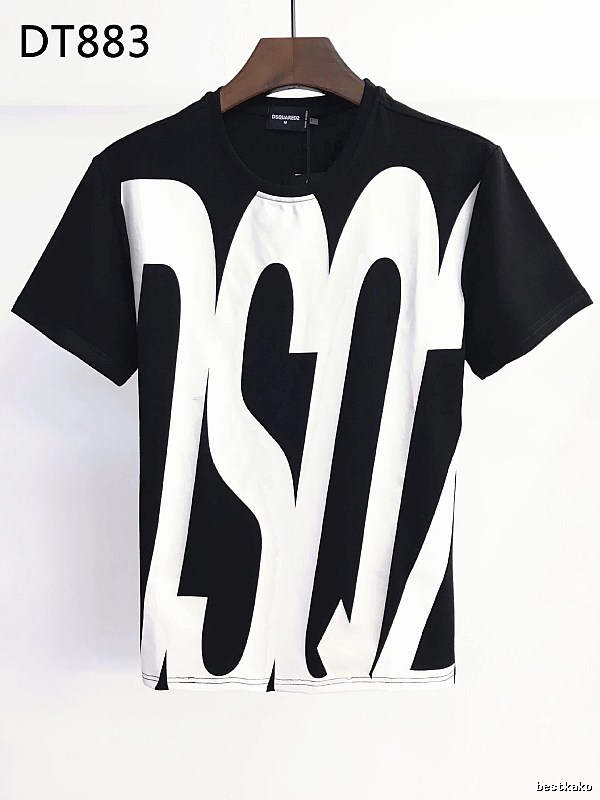 DSQ Large Letter Street Style Black and White Short Sleeve T-Shirt