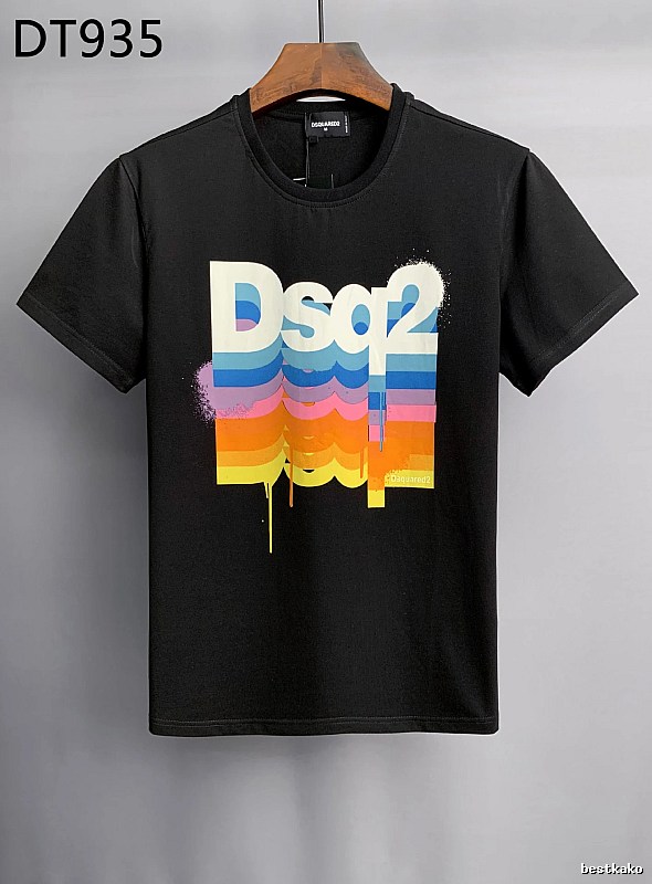 DSQ2 Color Gradient Street Style Black T-Shirt