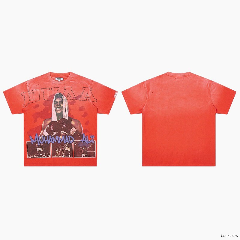 DUAA Ali Print Vintage Style Orange-red T-shirt