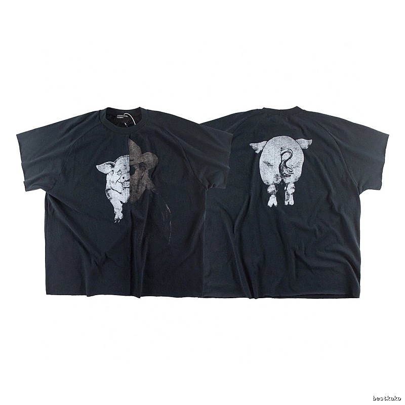 ERD GRJKD Pig Head Print High Street Black T-Shirt