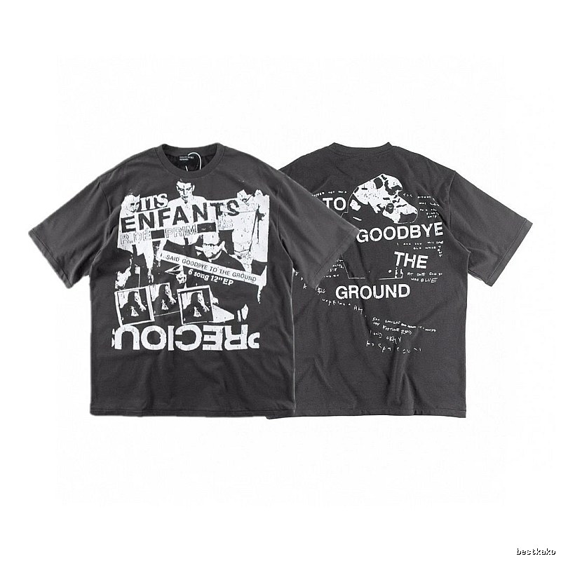 ERD GRJKD Printed Dark Style Charcoal Gray T-Shirt