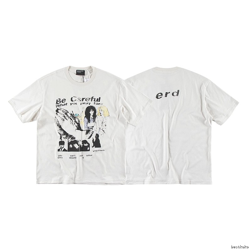 ERD Vintage Portrait Print Off-white Short-sleeved T-Shirt