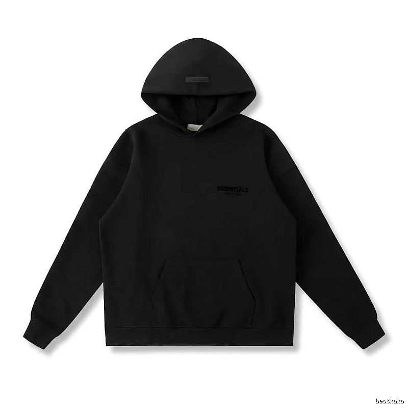ESSENTIALS minimalist style black hoodie