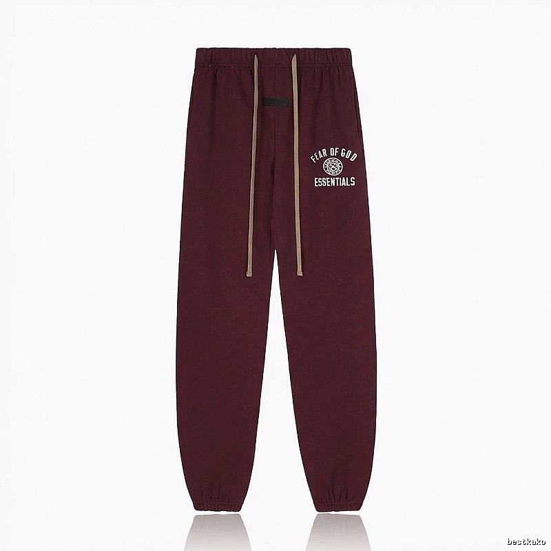 ESSENTIALS Trendy Casual Wine Red Sweatpants