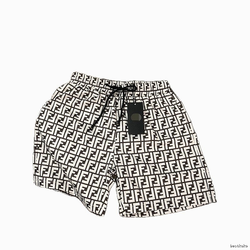 Fendi FF Monogram Streetwear Style White and Black Shorts