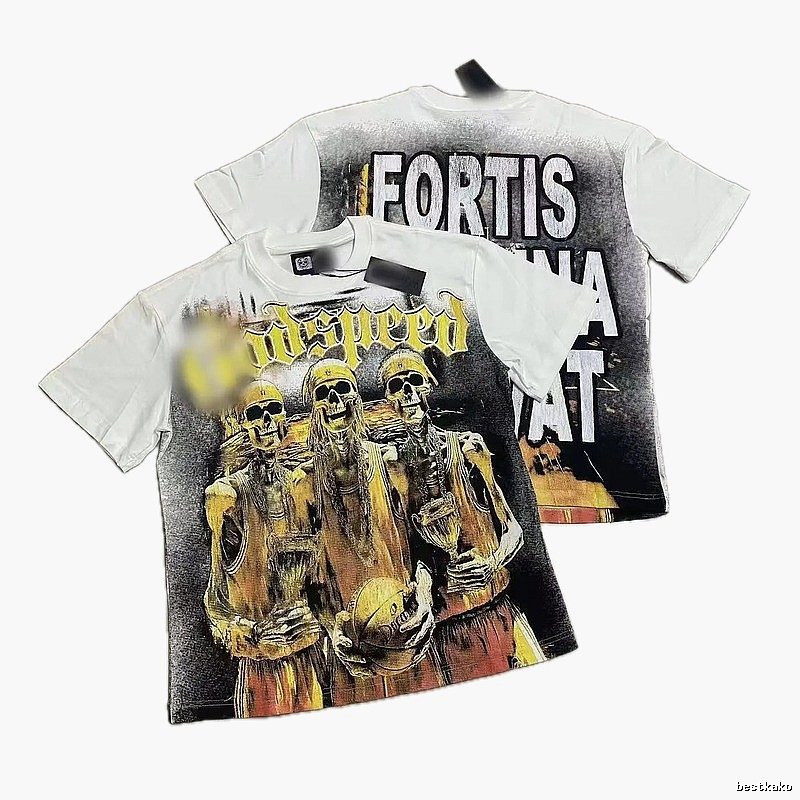 GOD Skull Basketball Street Style White T-Shirt