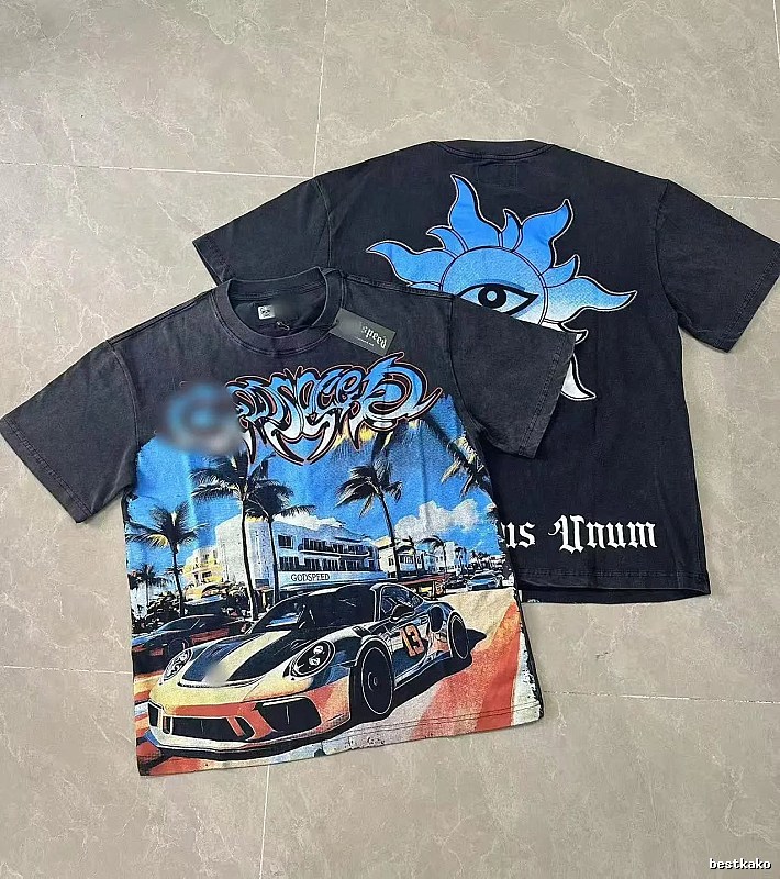 GODSPEED Racing Print Street Style Black Short Sleeve T-shirt