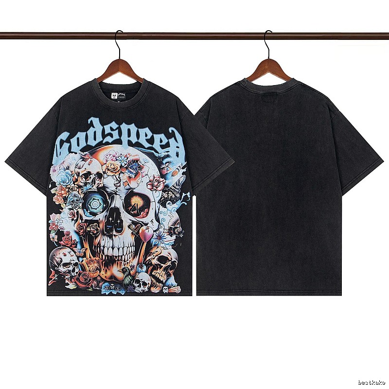 Godspeed Skull Print Street Style Black T-shirt
