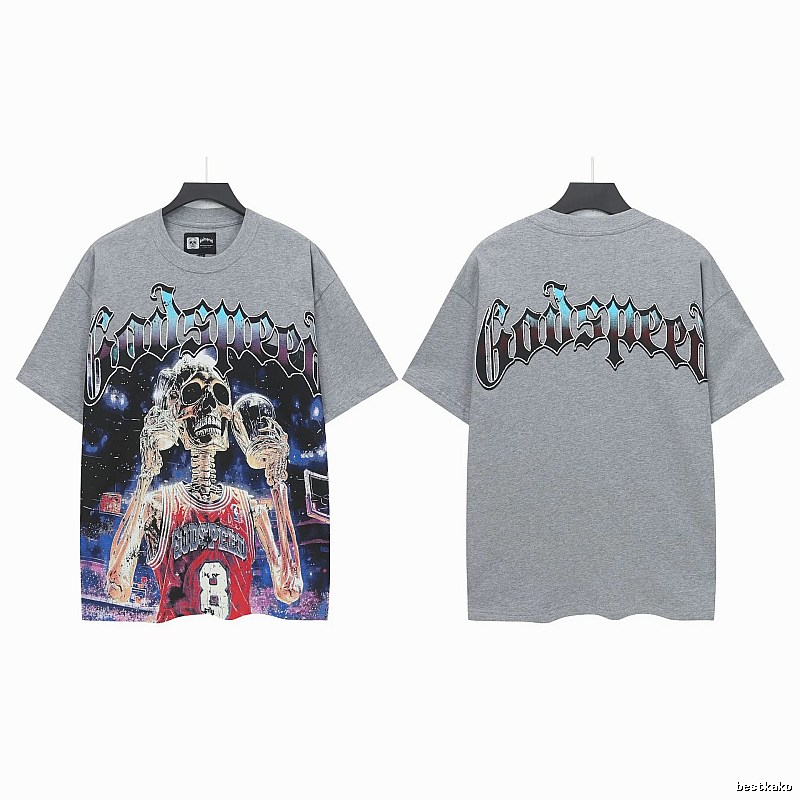 Godspeed Skull Street Basketball Style Grey T-Shirt