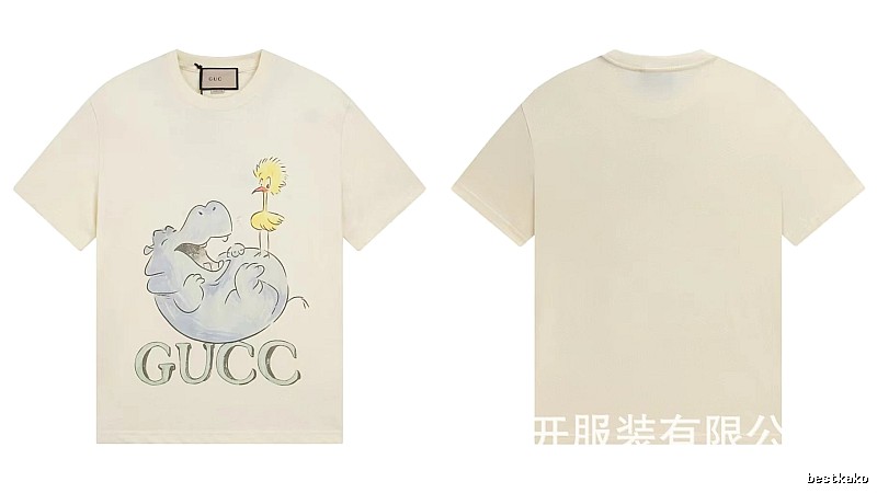 Gucci Cartoon Hippo Casual Off-white T-shirt