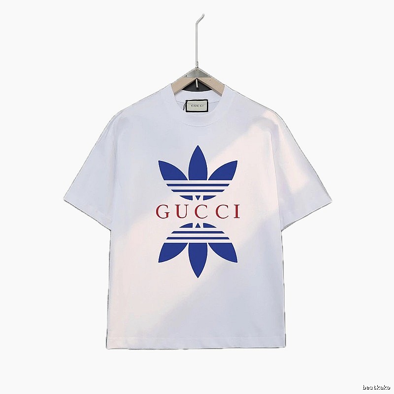 Gucci clover blue and white short-sleeved shirt
