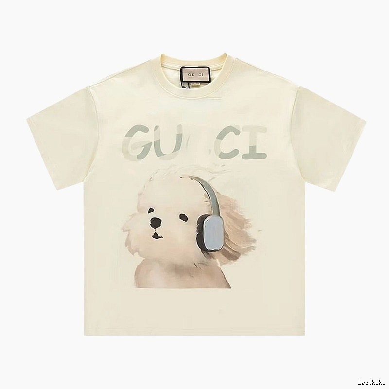 Gucci Dog Print Casual Style Off-white T-shirt