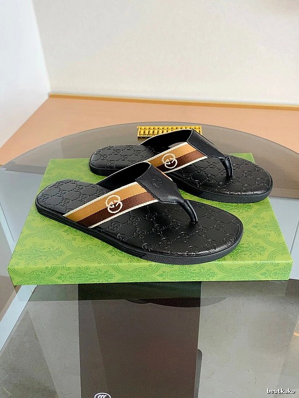 Gucci Double G Series Casual Style Black Flip-Flops