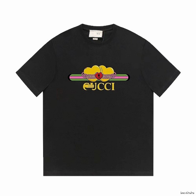Gucci Heart Print Trendy Black Short-sleeved T-shirt