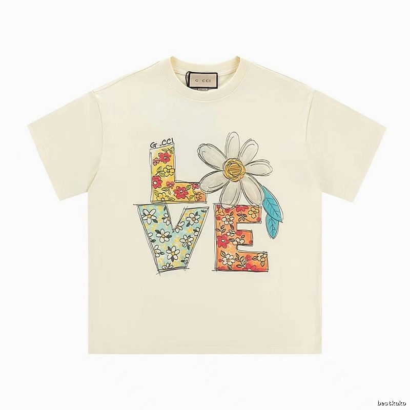 Gucci LOVE Floral Casual Off-white Short-sleeve T-shirt