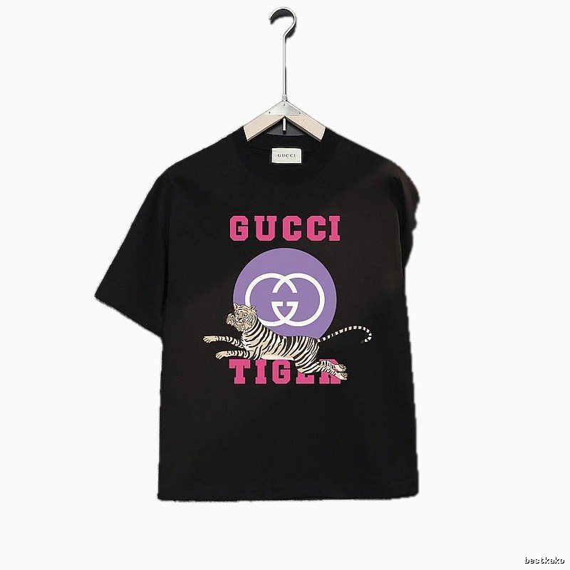 Gucci Tiger Print Trendy Black T-shirt
